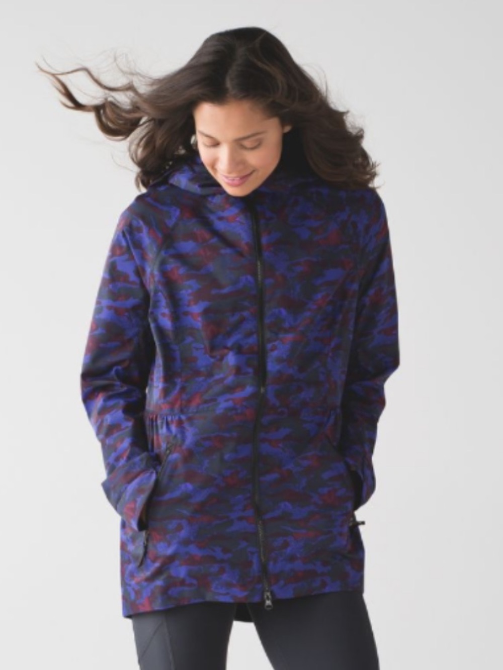 Lululemon Rain For Daze Jacket II Hounds Camo Emperor Purple Black